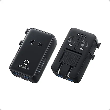 ✨Travel Adapter, 5-Port Power Adapter with 1 AC, 2 USB-A, and 2 USB-C Ports, Smart Temperature Control, Compatible with Over 200 Countries, Ideal for Travel-XLB