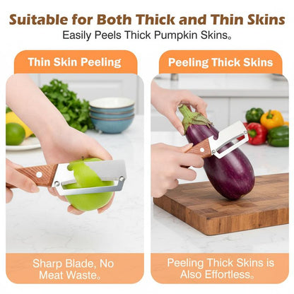 3PCS 2-in-1 Fruit & Veggie Peeler with Bottle Opener Sharp Stainless Steel Wooden Handle Ergonomic Non-slip Design for Comfortable Grip-JY