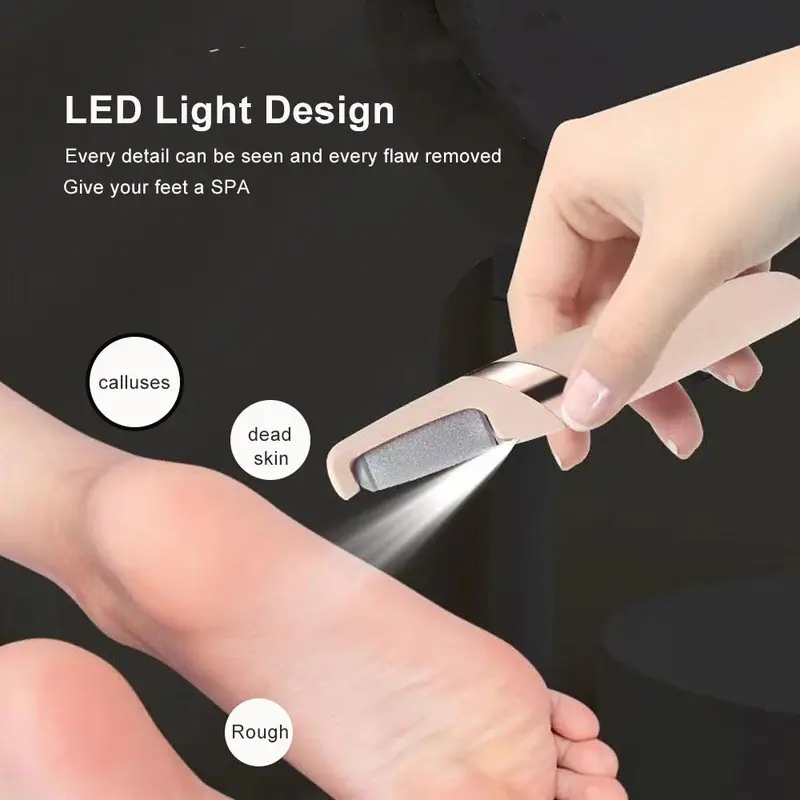 💓Rechargeable Electric Foot Callus Remover, 2-Speed with Washable Grinding Head & LED Light, Cordless Professional Pedicure Dead Skin Remover-XLB