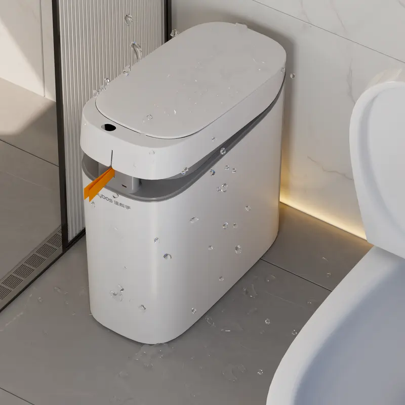 💧Rechargeable Bathroom Trash Can with Lid, Motion Sensor Automatic Touchless Garbage Can, Auto Adsorption Slim Smart Bin for Bathroom, Kitchen, Office-XLB