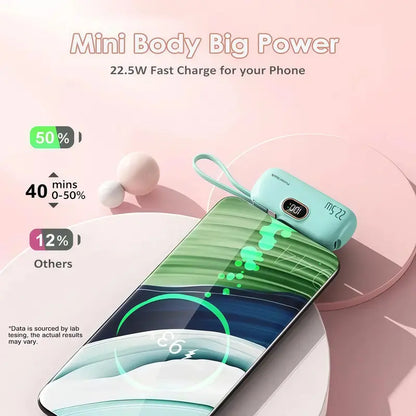 🔋 5000mAh Mini Portable Charger 22.5W Fast Charging Power Bank with Digital Display -III