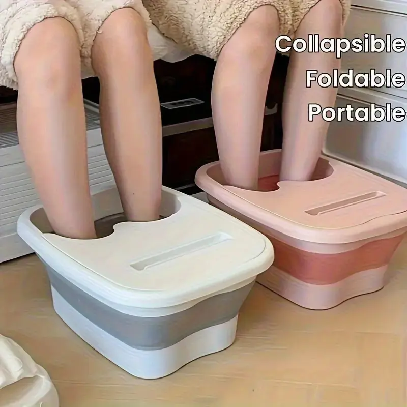 🐳Portable Folding Foot Bath Tub with Massage Function, Space-Saving Design, Hanging & No Power Required, Home Bedroom Bathroom Accessory, Home Goods-XLB