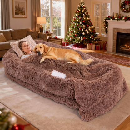 🐕Human Dog Bed, Ultra-Soft Plush Giant Dog Bed with Egg Crate Foam, Non-Slip Base, and Machine Washable Cover - Ideal for Relaxation and Napping, Send blankets and pillows, Fits You & Pets🐱-XLB