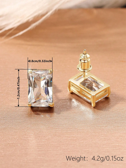 🌟1 Pair Romantic Cubic Zirconia Stud Earrings For Women High Quality Earrings For Party Engagement Anniversary Jewelry Valentine's Day Gift Artificial Zirconia Earrings-XLB