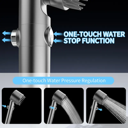 🌊Handheld Shower Head, High Pressure 4-Mode Massage Spray with 60" Hose, Chrome Finish, One-Touch Water Stop, Adjustable Pressure, Easy Install & Water Saving-XLB