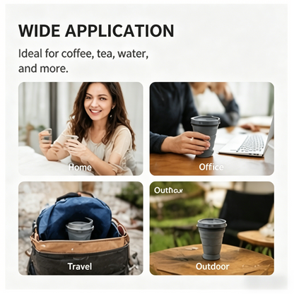 ✨ Collapsible Travel Mug | BPA-Free Silicone, Leak-Proof Lid, Perfect for On-the-Go-WBJ