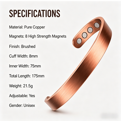 ✨ Pure Red Copper Magnetic Bracelet | Stylish Wellness Jewelry-WBJ