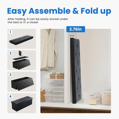 🪑Folding Storage Ottoman Bench, Foot Rest Stool with Padded Seat, Large Toy Box Storage Chest with Seatin-XLB