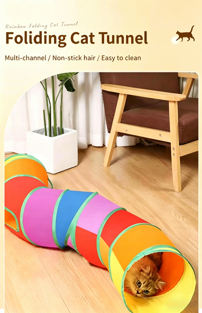 🌈 Rainbow Foldable Cat Tunnel 🐱 | Keep Your Cat Busy & Entertained for Hours!