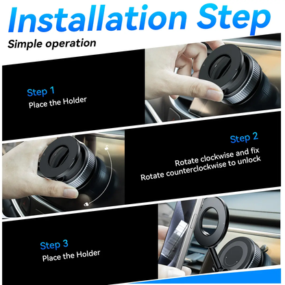 ✨Upgraded Magnetic Phone Holder,Unpowered Version 360° Rotatable Adjustable and Foldable Magnetic & Vacuum Adsorption Car Holder, No Noise for iPhone & Android-XLB