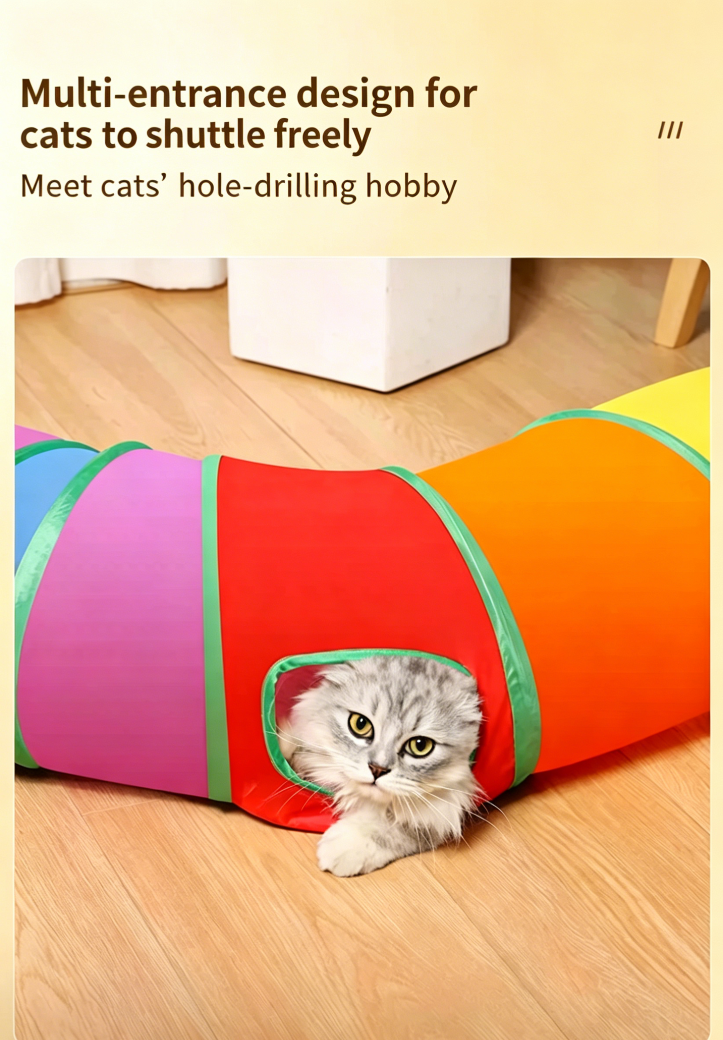 🌈 Rainbow Foldable Cat Tunnel 🐱 | Keep Your Cat Busy & Entertained for Hours!