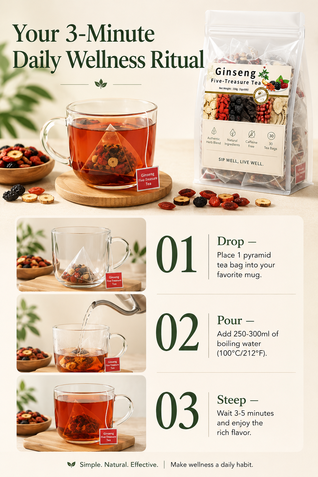 ☕Deep Sleep & Glow Tea  | 100% Organic Ginseng Blend 🌱-III