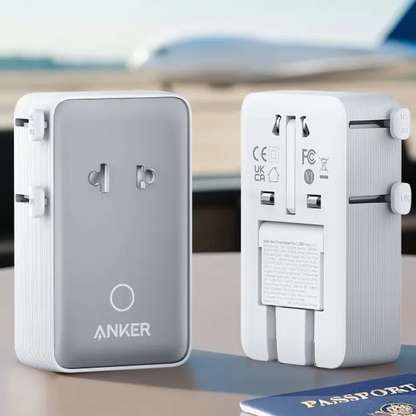 ✨Travel Adapter, 5-Port Power Adapter with 1 AC, 2 USB-A, and 2 USB-C Ports, Smart Temperature Control, Compatible with Over 200 Countries, Ideal for Travel-XLB
