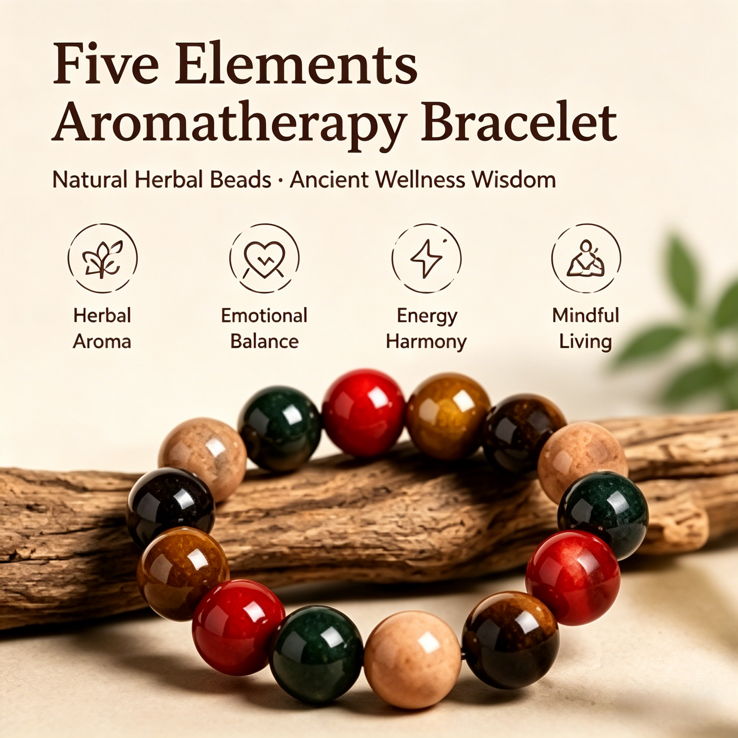 ✨ Five Elements Herbal Incense Bead Bracelet | Traditional Chinese Wellness Jewelry-WBJ