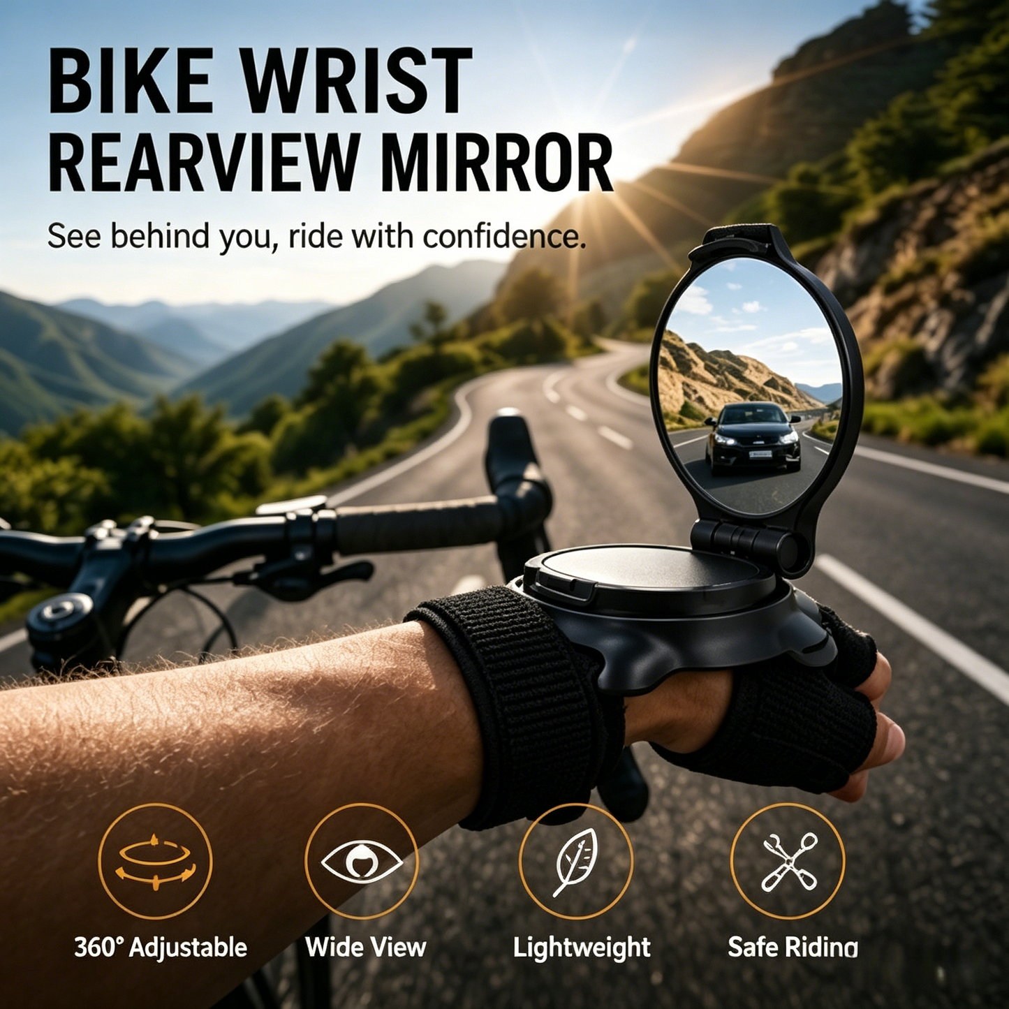 🚴‍♂️ Wrist Bike Rearview Mirror | Ride Safe, See Behind You Effortlessly-WBJ