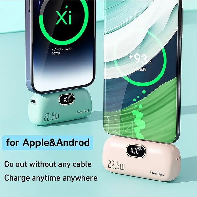 🔋 5000mAh Mini Portable Charger 22.5W Fast Charging Power Bank with Digital Display -III