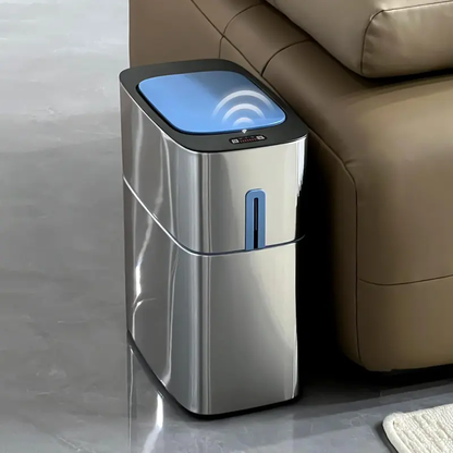 💧Rechargeable Bathroom Trash Can with Lid, Motion Sensor Automatic Touchless Garbage Can, Auto Adsorption Slim Smart Bin for Bathroom, Kitchen, Office-XLB