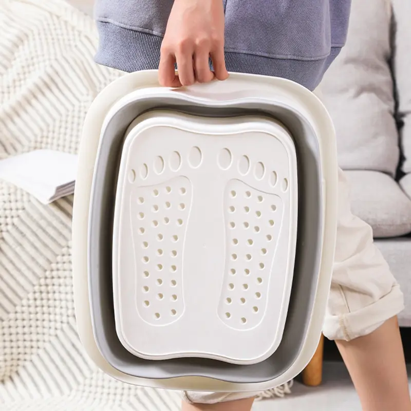 🐳Portable Folding Foot Bath Tub with Massage Function, Space-Saving Design, Hanging & No Power Required, Home Bedroom Bathroom Accessory, Home Goods-XLB