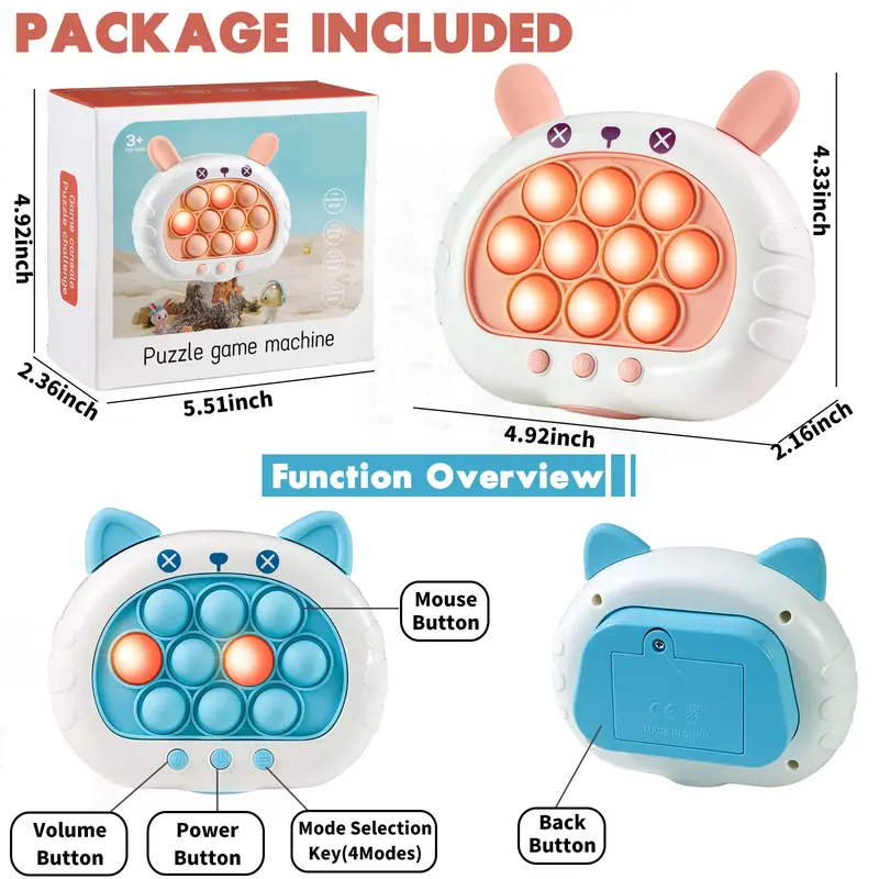 🎮Fast Push Pop Game Toy for Kids – Electronic Puzzle with Lights & Music, Memory Challenge, Multiplayer Mode, Stress Relief Toy for Children-XLB