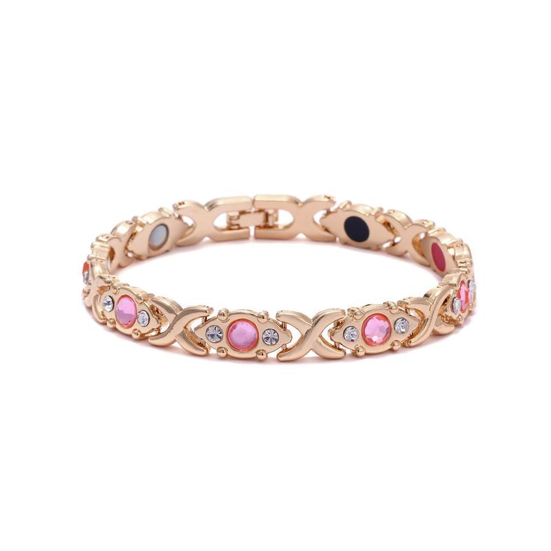 Energy magnet bracelet, eco-friendly alloy with diamonds, adjustable ladies' wristband-JY
