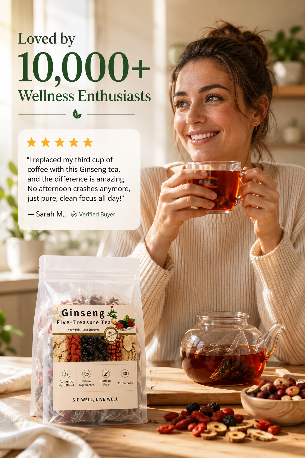 ☕Deep Sleep & Glow Tea  | 100% Organic Ginseng Blend 🌱-III
