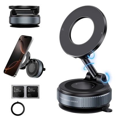 ✨Upgraded Magnetic Phone Holder,Unpowered Version 360° Rotatable Adjustable and Foldable Magnetic & Vacuum Adsorption Car Holder, No Noise for iPhone & Android-XLB