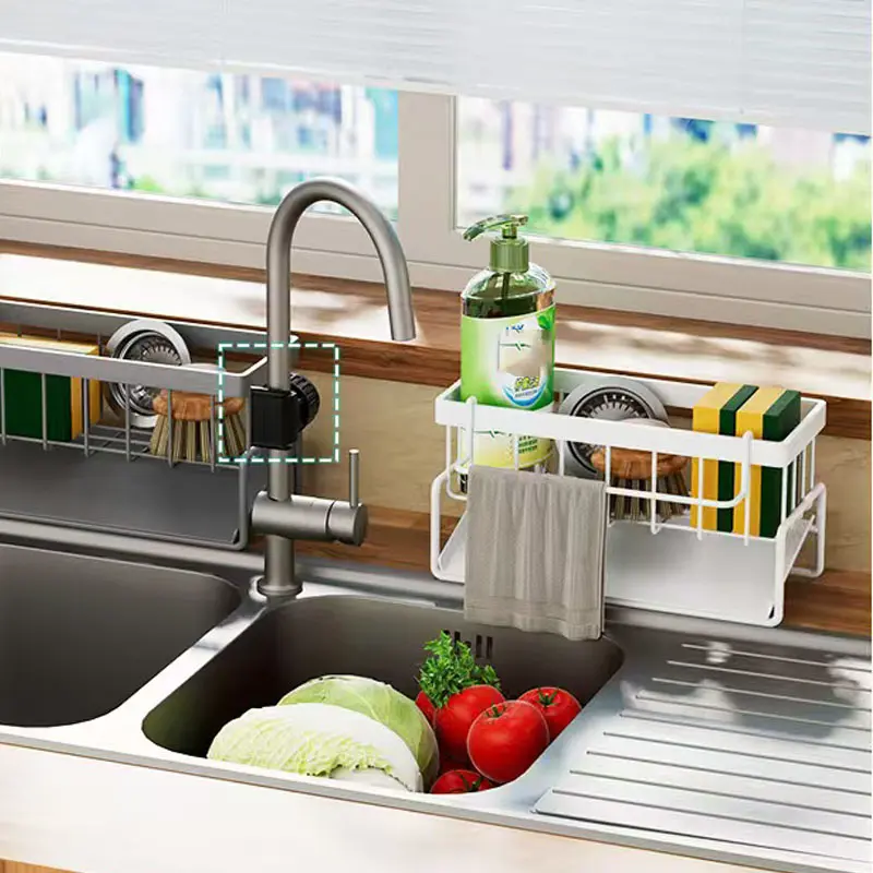 💧Kitchen Sink Organizer, 1 Count Space-Saving Sponge, Soap, Brush and Cloth Storage Rack, Kitchen Sink Storage Rack for Home and Dining Room-xlb