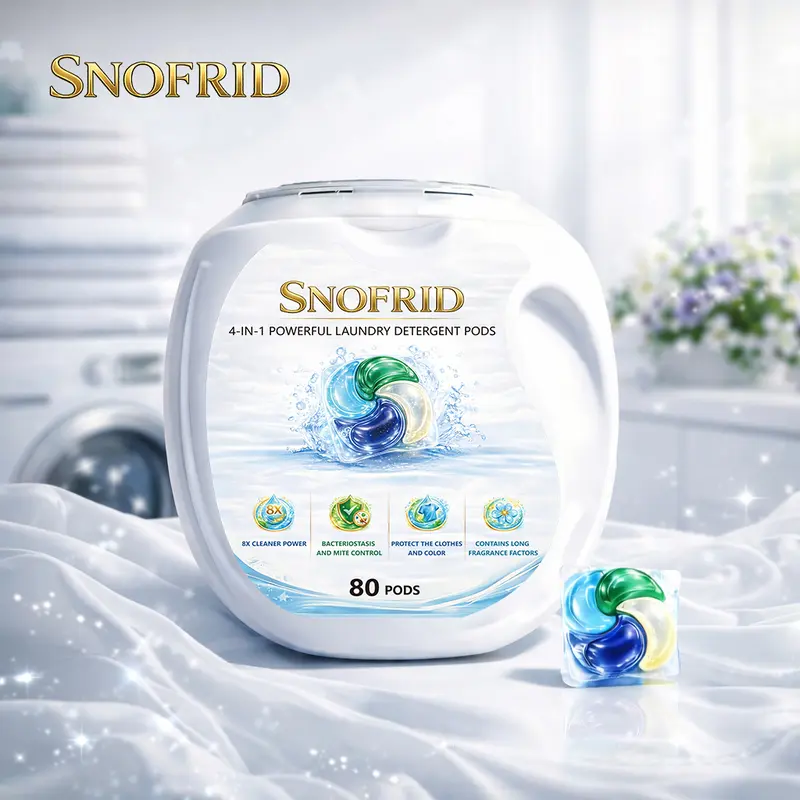 💧4-IN-1 POWERFUL LAUNDRY DETERGENT PODS,80 pods per tub, Long-Lasting Fragrance, Portable Laundry Detergent Beads for Home & Travel-XLB