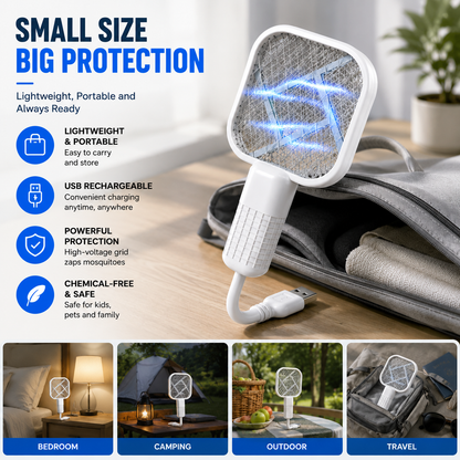 USB Mosquito Zapper & Bug Light Portable 3-In-1 Protection for Home, Travel & Outdoor Use Quiet. Compact. Powerful Mosquito Control.-JY