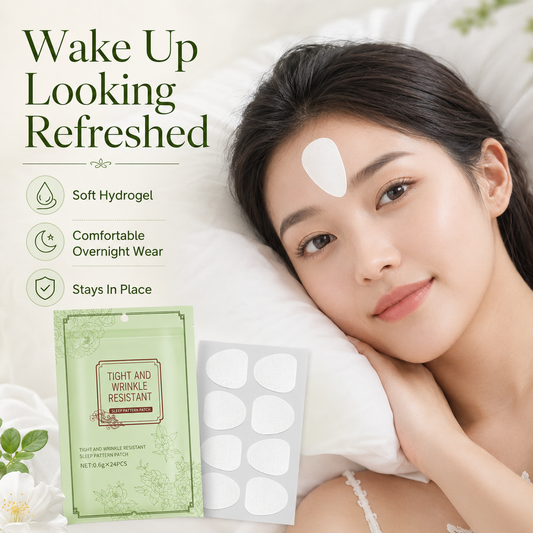 Hydrogel anti-wrinkle patches designed to soften the look of forehead lines, frown lines, smile lines, and sleep creases while you rest.-JY