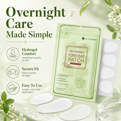 Hydrogel anti-wrinkle patches designed to soften the look of forehead lines, frown lines, smile lines, and sleep creases while you rest.-JY