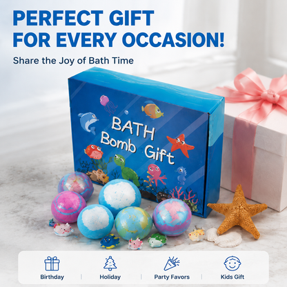 🌊 Kids Ocean Toy Bath Bombs with Surprise Toy Natural Bubble Bath Fizzy Balls for Children-JY