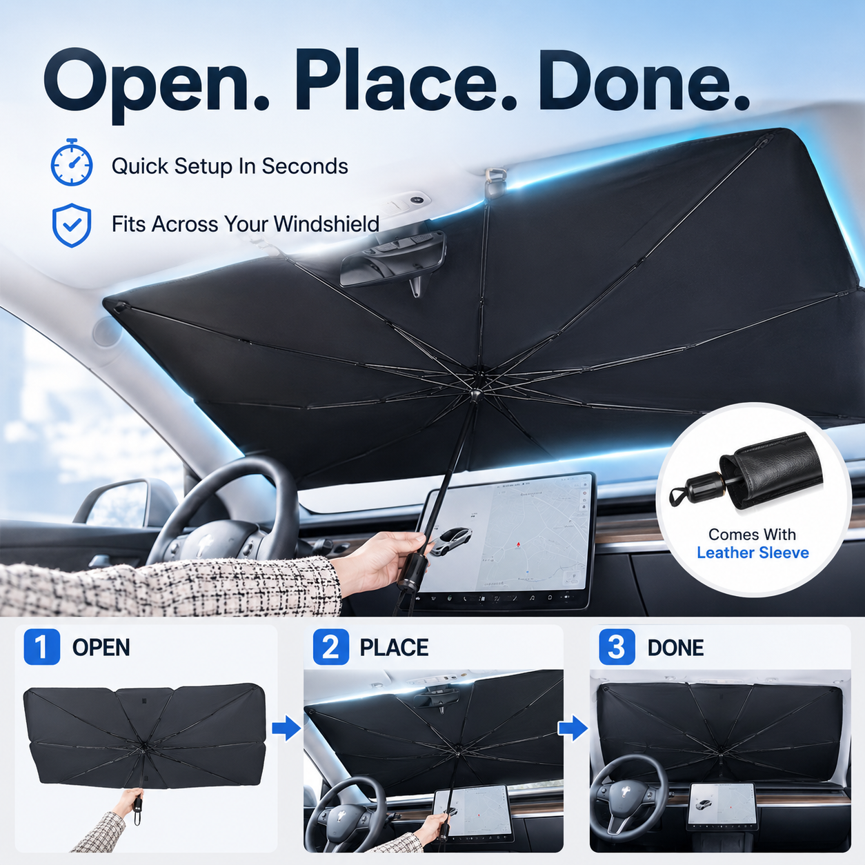 Car Windshield Sunshade Umbrella ☀️ Keep Your Car Cooler & Protect Your Interior With Full UV Coverage-JY