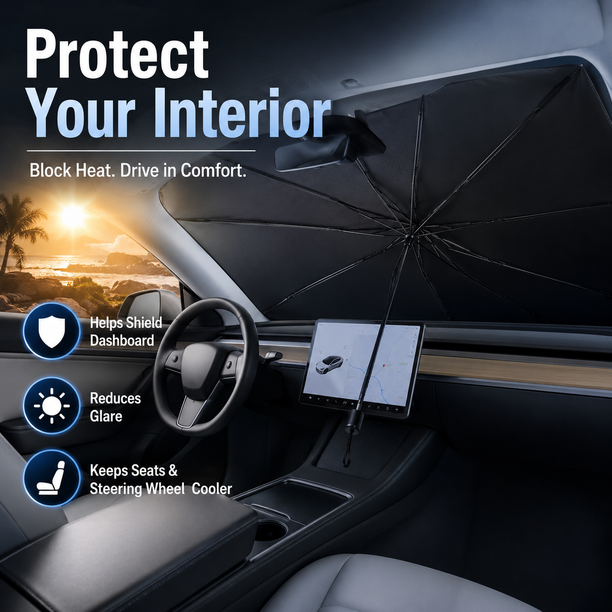 Car Windshield Sunshade Umbrella ☀️ Keep Your Car Cooler & Protect Your Interior With Full UV Coverage-JY