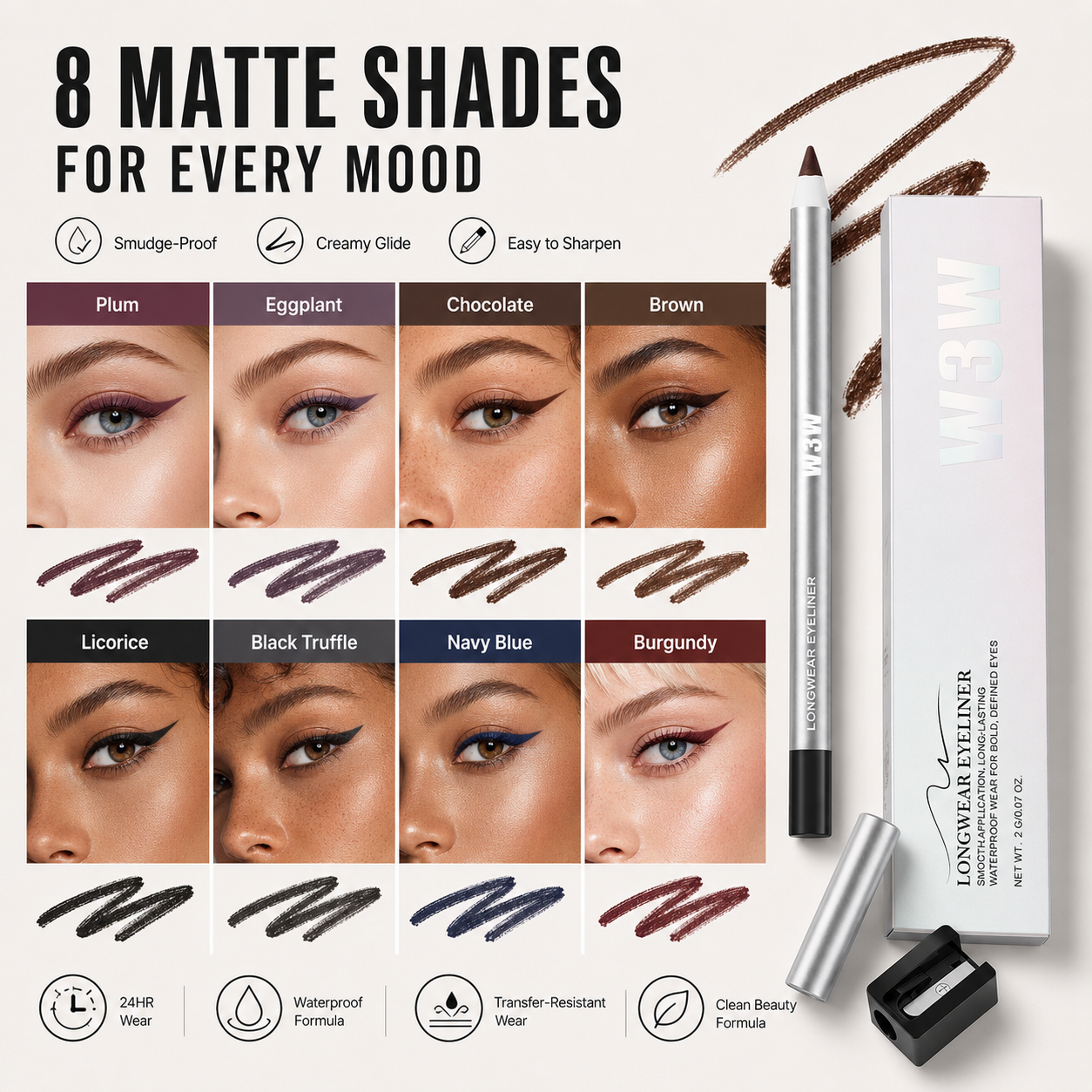 24HR Waterproof Eyeliner Pencil ✨ Smudge-Proof, Creamy & Easy to Apply for Day-to-Night Looks-JY