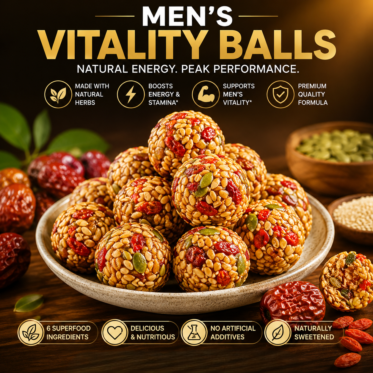 💪Red Date Goji Flaxseed Nut Balls –🥰Bring your bodyback to its youthful prime!-AUX