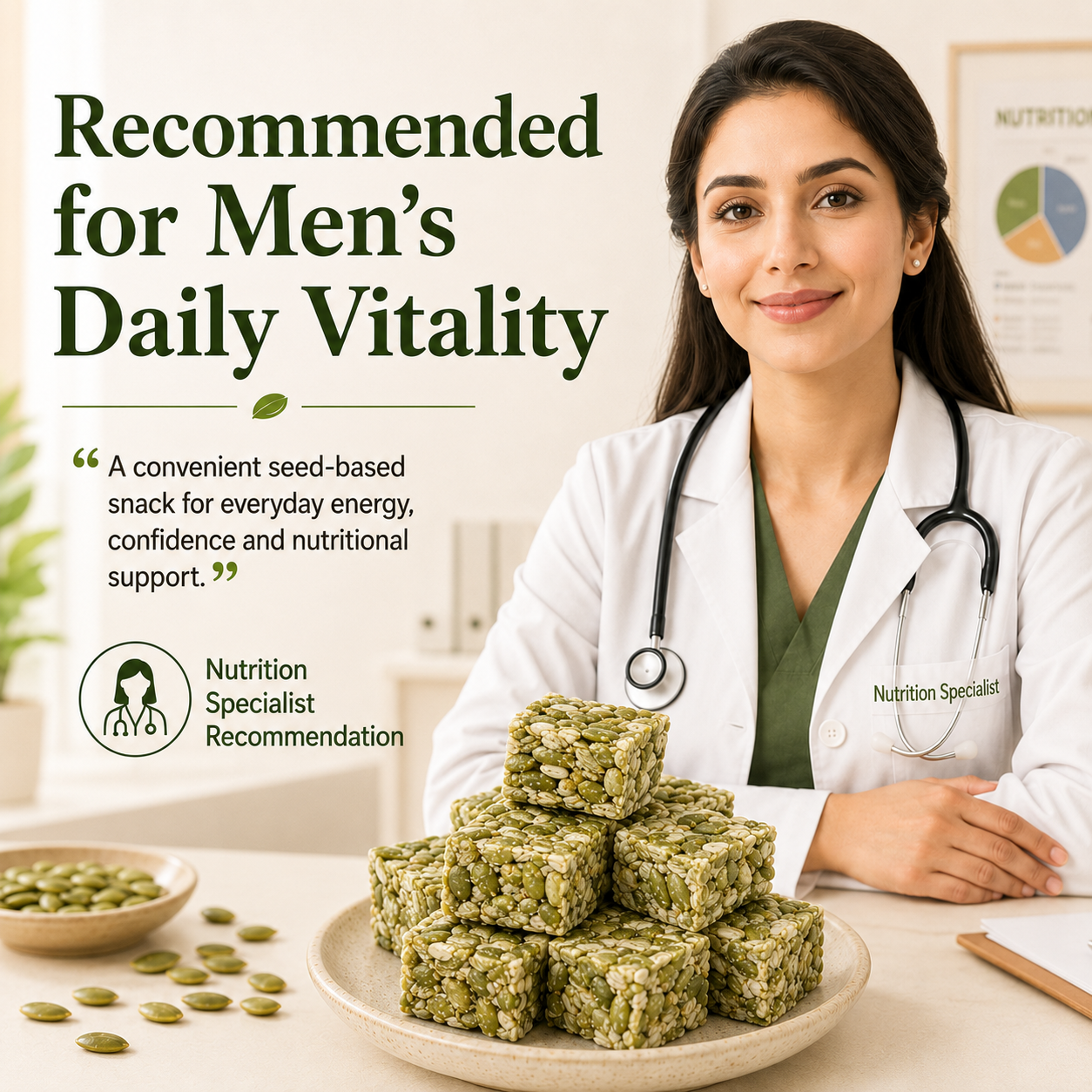 Natural Fuel for Men’s Daily Energy, Stamina & Confidence – Pumpkin Seed Crunch Bites-HJY