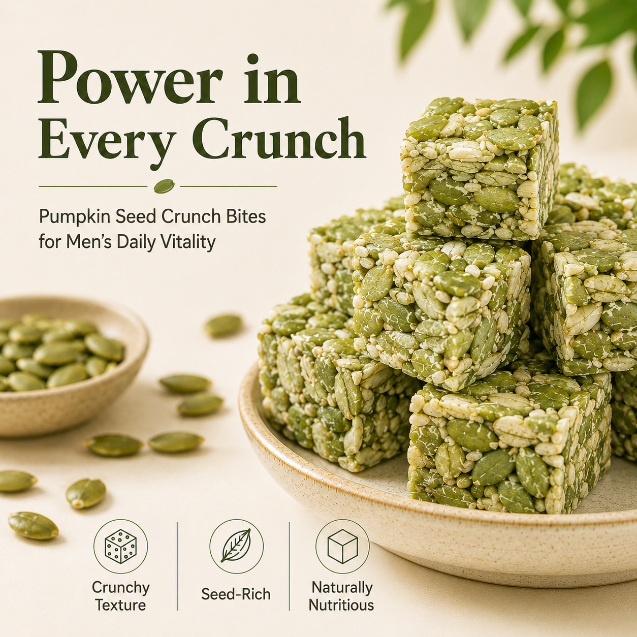 Natural Fuel for Men’s Daily Energy, Stamina & Confidence – Pumpkin Seed Crunch Bites-HJY