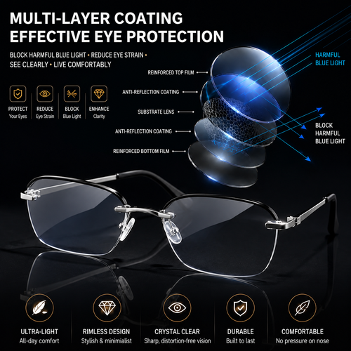 HD Blue Light Blocking Glasses – Clear Vision for Reading & Digital Screens-TRL