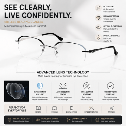 HD Blue Light Blocking Glasses – Clear Vision for Reading & Digital Screens-TRL