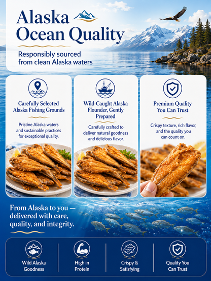 Wild‑Caught Crunchy Baked Alaska Flounder, Pure Natural Seafood Flavor-SUY