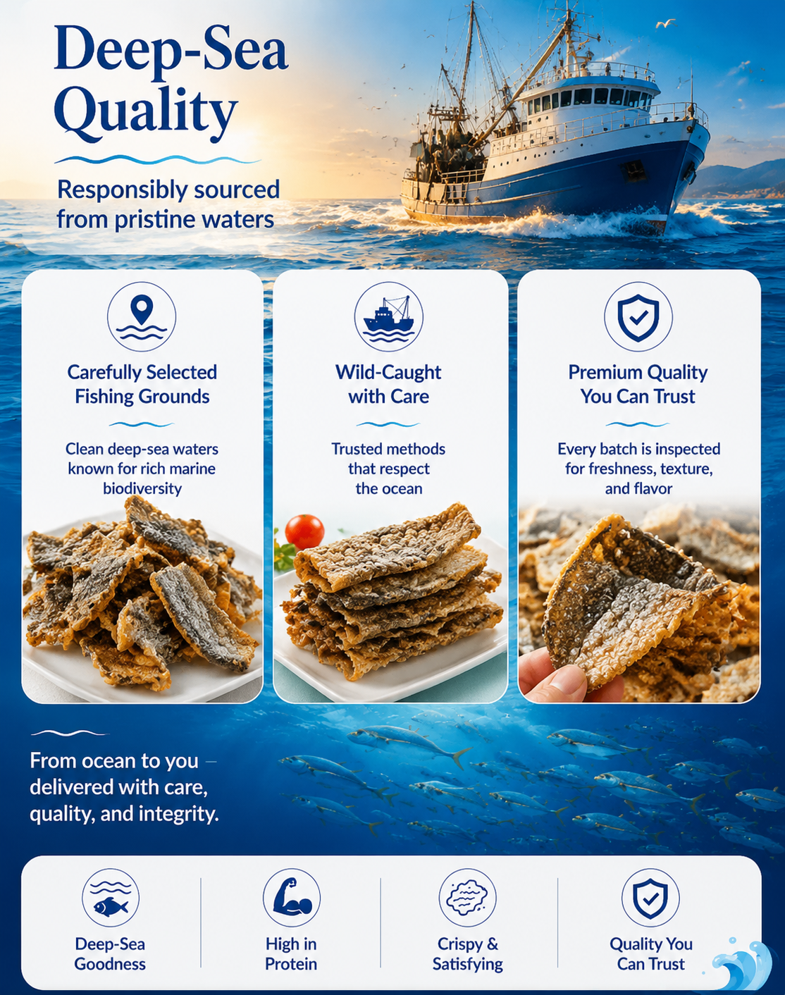 Wild Alaskan Salmon Skin Crisps – Premium High Protein Seafood Snack-SUY