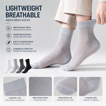Ultra-Thin Breathable Mesh Socks for Men – Stay Cool, Dry & Comfortable All Day-JY