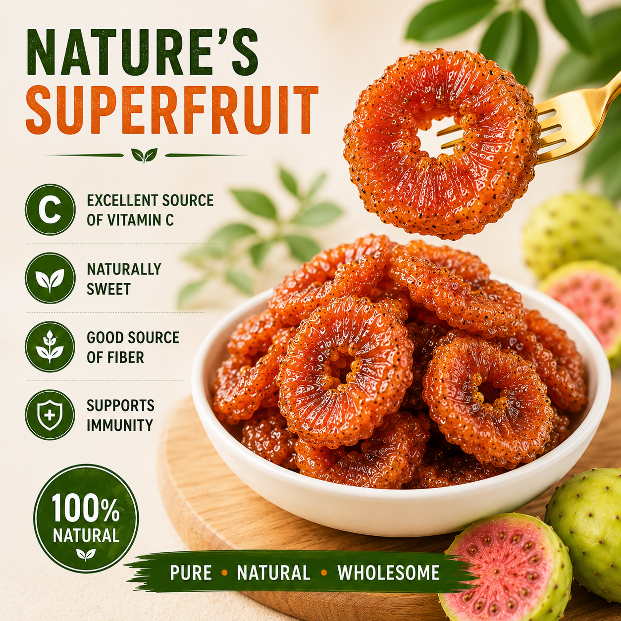 ✓ Say Goodbye to Sugar Cravings!!! Enjoy   Antioxidant-Rich Rosa Roxburghii Slices and   Support a Balanced Metabolism Naturally-JY