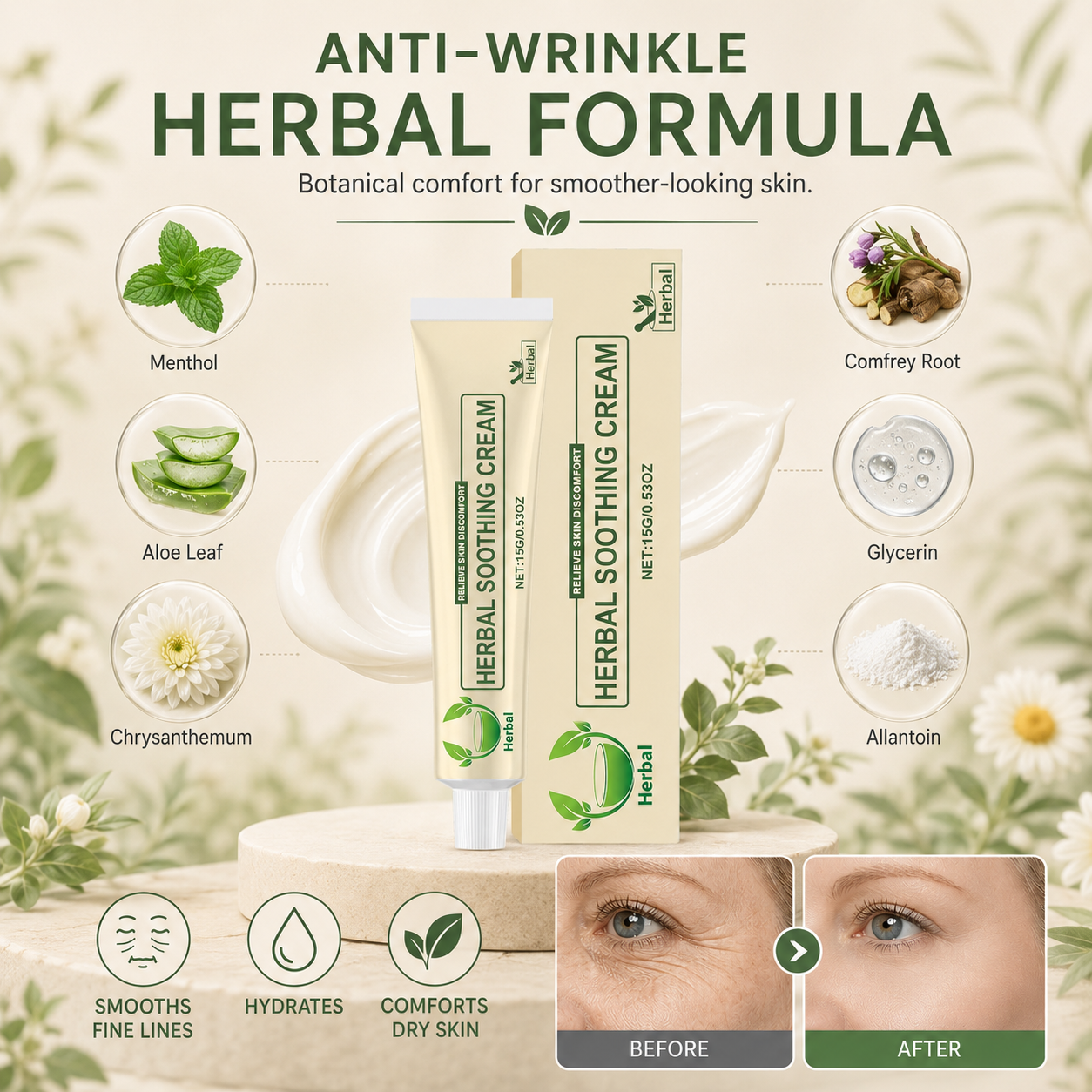 Visibly Smoother Skin Starts Here — Herbal Wrinkle Care for Dry, Aging-Looking Skin-JY