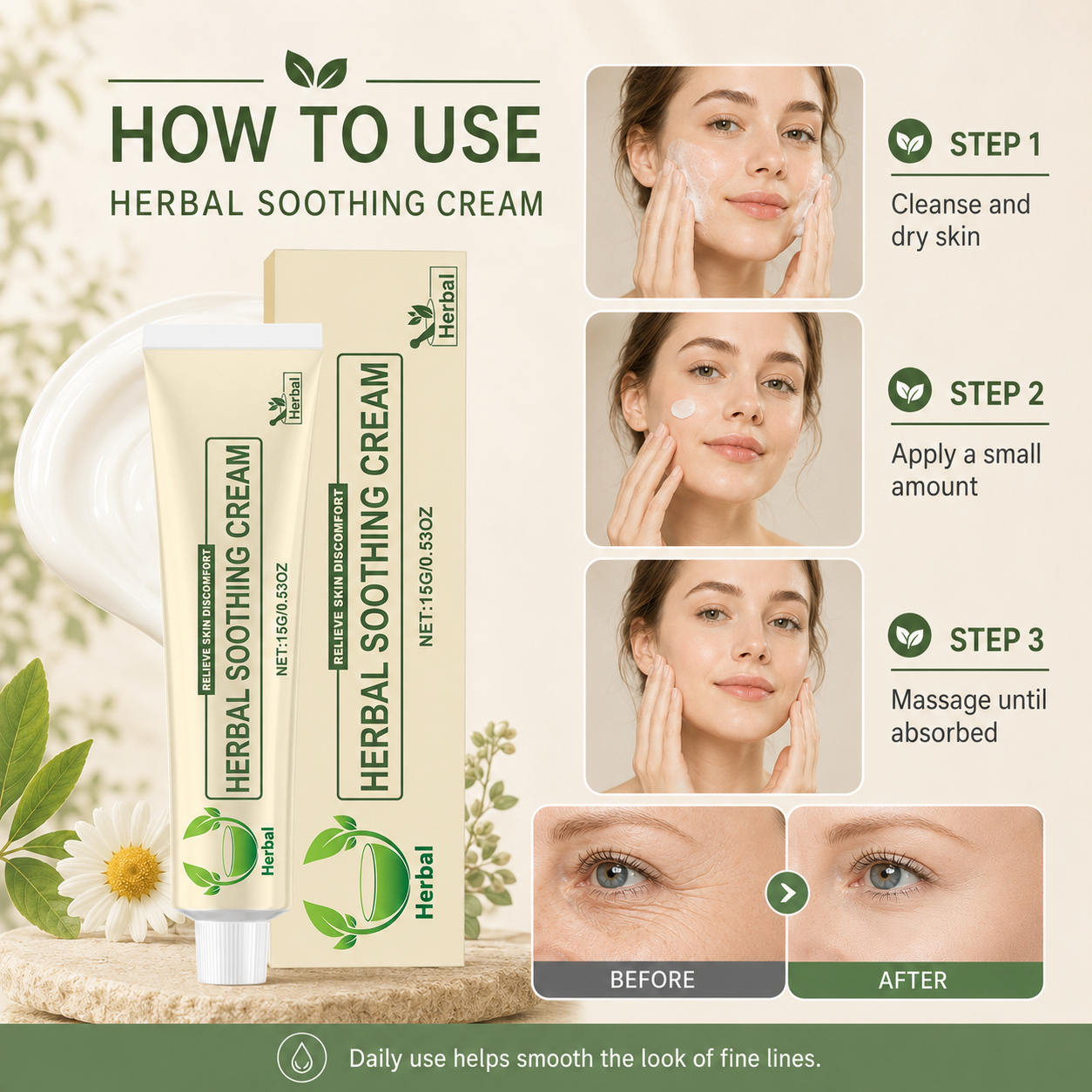 Visibly Smoother Skin Starts Here — Herbal Wrinkle Care for Dry, Aging-Looking Skin-JY
