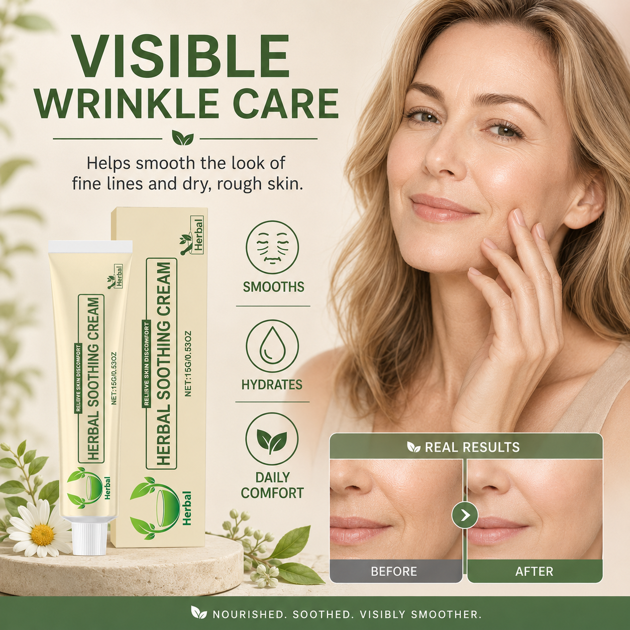 Visibly Smoother Skin Starts Here — Herbal Wrinkle Care for Dry, Aging-Looking Skin-JY