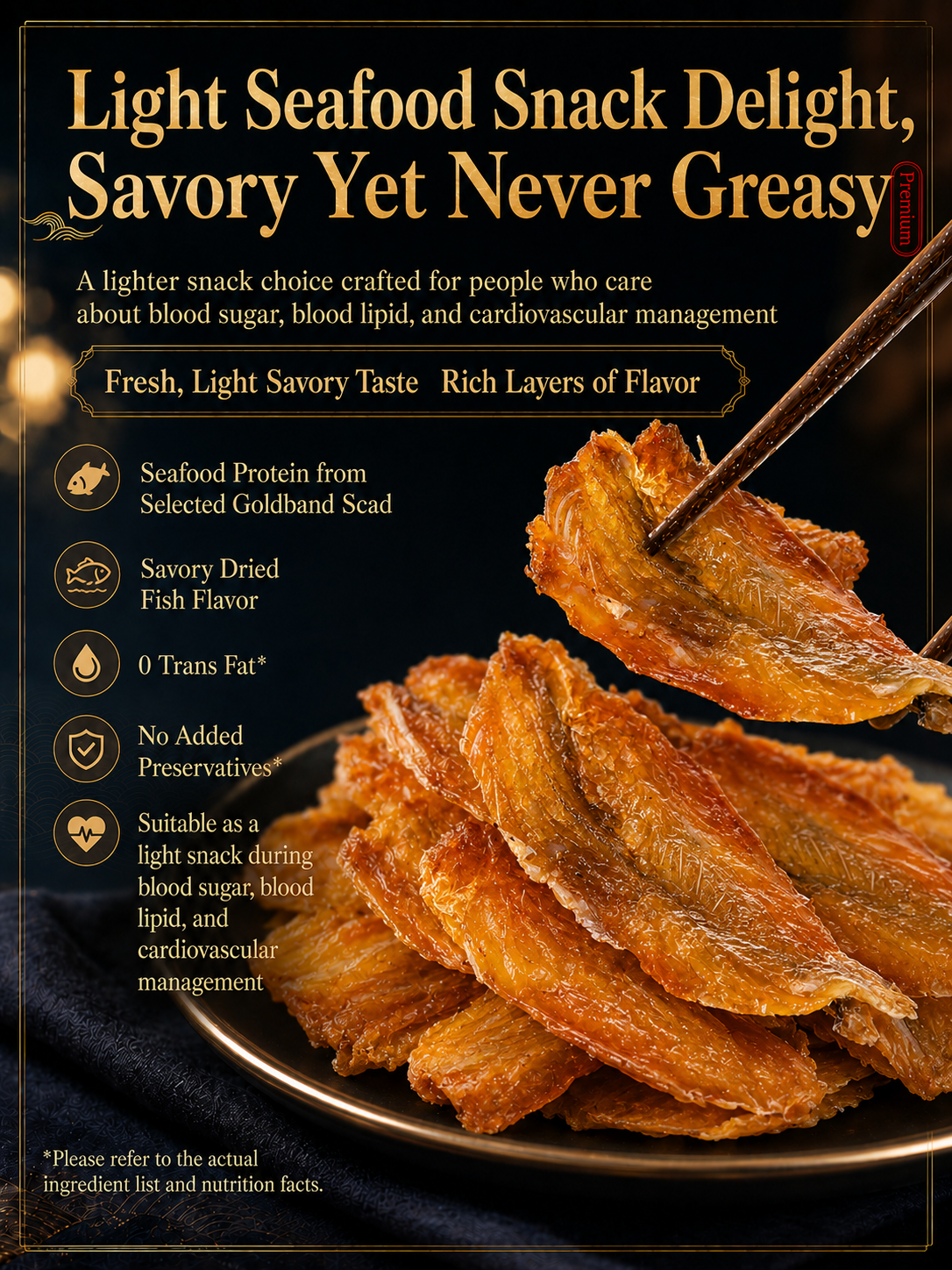 🐟 Nourish your body with high-quality deep-sea fish protein and the crisp texture of goldstripe trevally — a ready-to-eat snack tailored for those mindful of vascular health-CJP