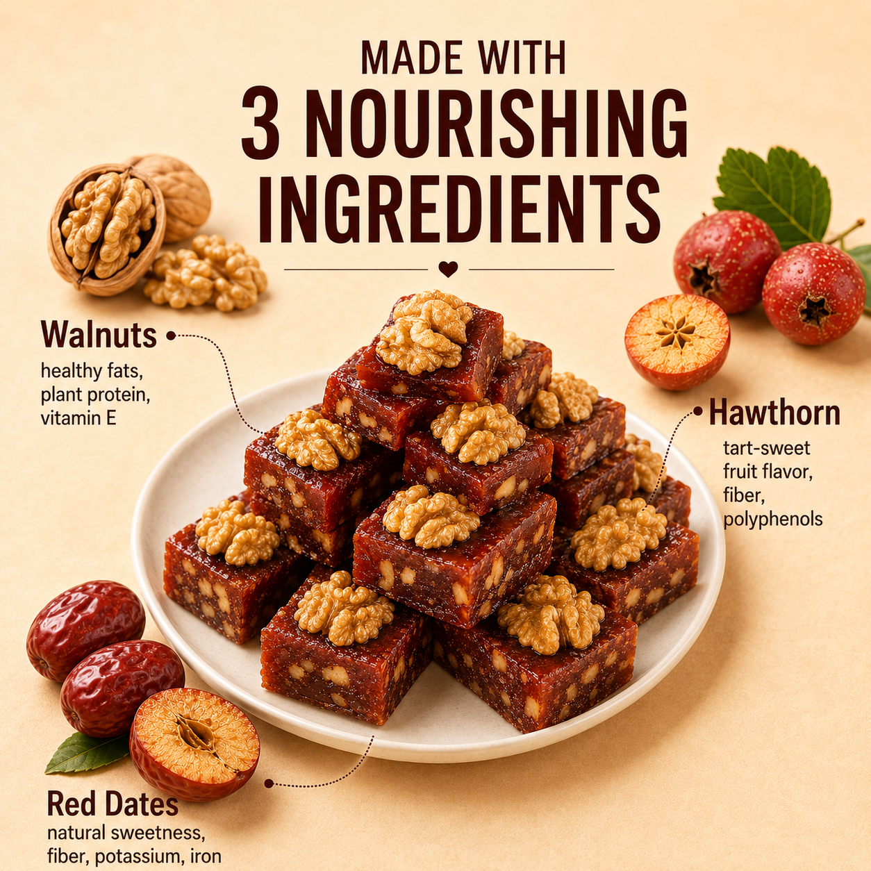 Natural Daily Fuel for Men’s Strength, Stamina & Vitality-Hawthorn Walnut Pie-HJY
