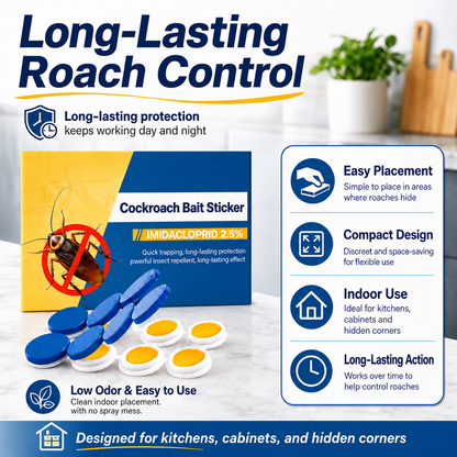 Cockroach Bait Sticker – No Spray, No Mess, Long-Lasting Indoor Roach Control -HJY